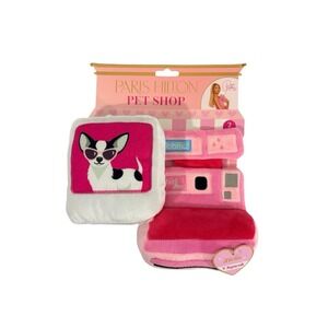 Paris Hilton Pet Shop 2-Pack Plush Dog Toys With Squeaker & Crinkle Pink & White